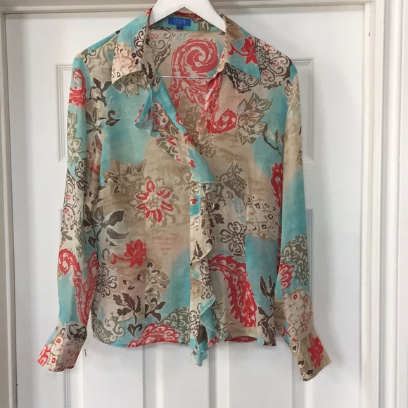 🌷 ESCADA Sport Silk Blouse, Size 42 - Picture 2 of 8